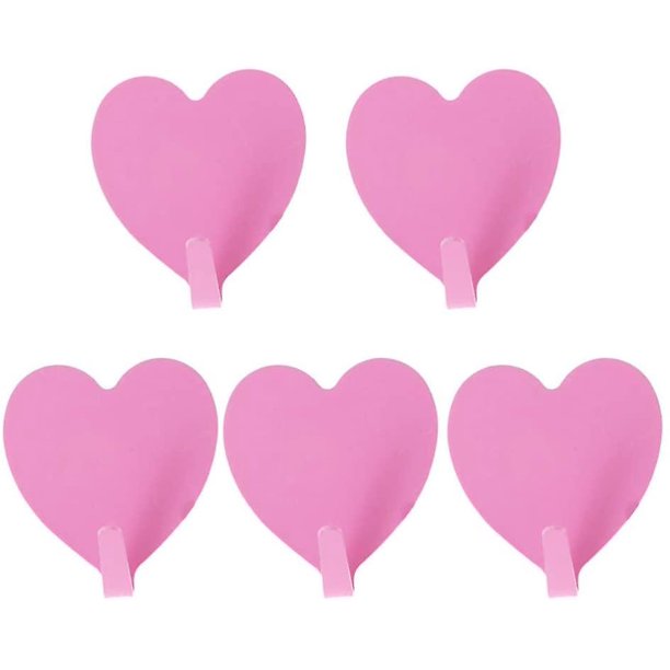 Ganchos para abrigos Montado en la pared Perchero Ganchos para armarios En forma de corazón Multifuncional Autoadhesivo Gancho para puerta Colgador Organizador para el hogar Herramienta Pink5pcs,11 Feliz Sencillez