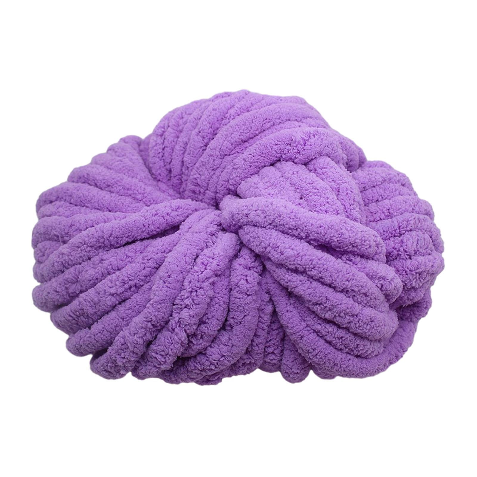 Abbraccia Chunky Chenille Yarn Acrylic Fibers Gauge 7 Jumbo Giant Washable Bulky Yarn Thick Yarn for Sofa Throw Crocheting Hat Blanket Light Violet