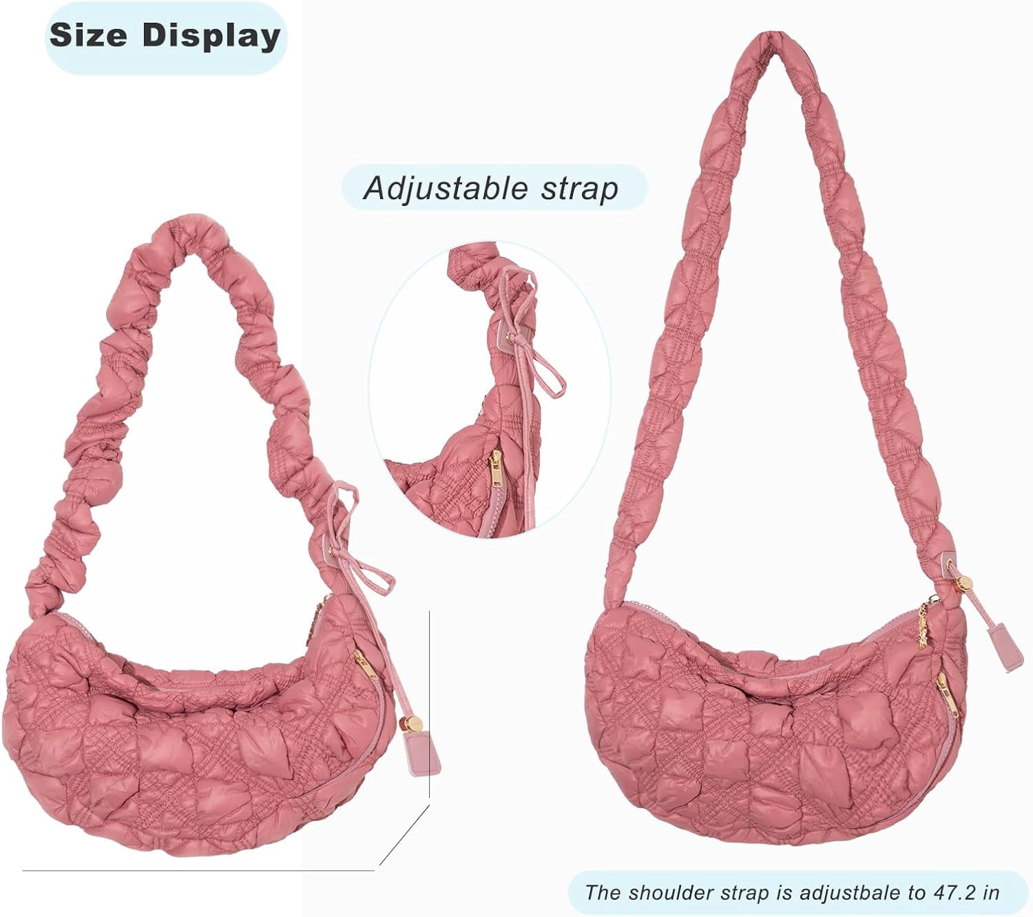 Quilted Shoulder Bag Puffer Handbag Crossbody Purse Padded Cloud Hobo Bag with Adjustable Strap