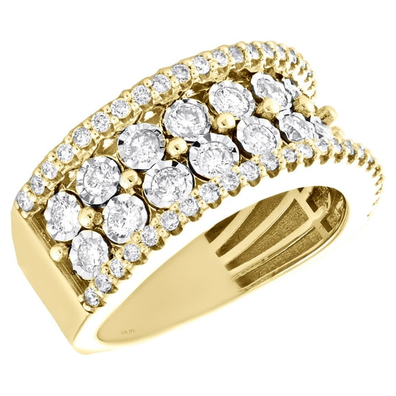 10K Yellow Gold Round Diamond 11mm Fancy Wedding Band Anniversary Ring 1.90 CT.