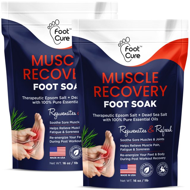 Foot Soak Foot Cure para aliviar los músculos con sales de Epsom, 480 ml, 2 unidades