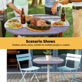 thumbnail image 6 of Elastic Fitted Round Tablecloth, Purple Geometric Waterproof Stretch Table Cover for 55"-60" Tables, Stripes Boho Spring Flowers Country Rural Washable Outdoor Tablecloths for Patio, Picnic, Camping, 6 of 9