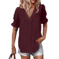 thumbnail image 5 of Cyber&Monday Deals Womens Blouses and Tops Dressy, Womens Ruffle Short Sleeve V Neck Chiffon Blouses Tops Summer Casual Loose Shirt Tops Cute Tunics Tee, 5 of 8