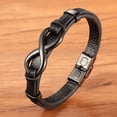 thumbnail image 2 of Pulsera de cuero unisex con signo de infinito Amor simbólico Pulsera trenzada de moda Brazalete-23 cm-Número infinito de acero negro, 2 of 5