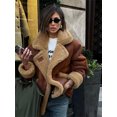 thumbnail image 1 of Chaqueta elegante de lana de cordero para mujer, abrigos cortos de manga larga con solapa, prendas de vestir de otoño e invierno, 1 of 5