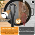 thumbnail image 4 of Silicone Whisk,Heat Resistant Non Scratch Whisks Set of 3,Stainless Steel & Silicone Wisk for Cooking,Kitchen Whisk For Nonstick Cookware,Balloon Egg Whisk Perfect for Blending,Beating,Frothing-Black, 4 of 7