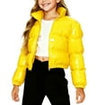 thumbnail image 3 of Cethrio Girls Puffer Jackets, Warm Zip up Stand-up Collar Fashion Winter Coats Yellow Size 9-10T, 3 of 5