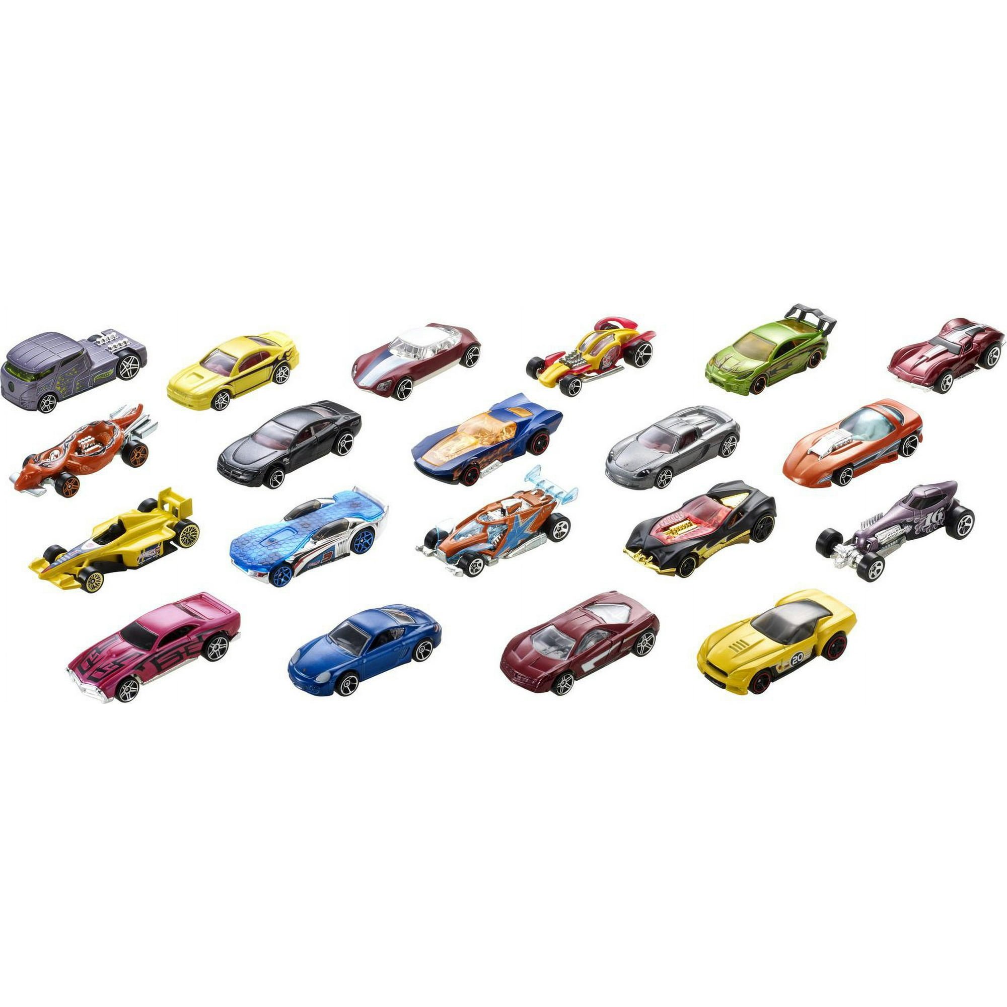 Hot Wheels Set of 20 Toy Sports & Race Cars in 1:64 Scale