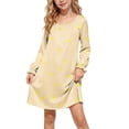 thumbnail image 3 of Auroural Girl'S Round Neck Long Sleeves Dress Homewear Sleeping Dress Kids, 3 of 9