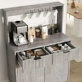 thumbnail image 4 of Fluted Sideboard Buffet Cabinet with Storage, Modern Coffee Bar Cabinet with Adjustable Shelves & 2 Drawers, Wood Buffet Console Table for Kitchen Dining Living Room Entryway Hallway, Grey, 4 of 7
