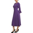 thumbnail image 4 of INSPIRE CHIC Women's Formal Dress Zipper Front Bell Sleeves Business Office Midi A-Line Dresses L Purple, 4 of 5