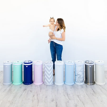 Ubbi Steel Odor Locking, No Special Bag Required, Registry Must-Have Diaper Pail, Gray Chevron