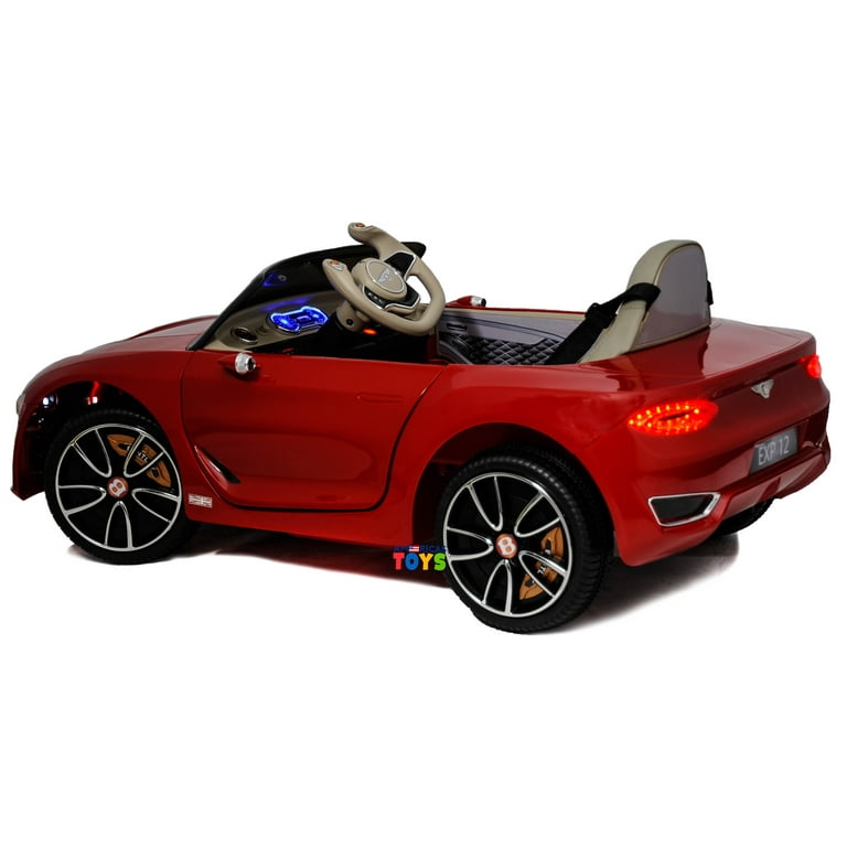 12V Ride On Car Kids Bentley Remote Control Open Door MP3 Music Leather Seat Red