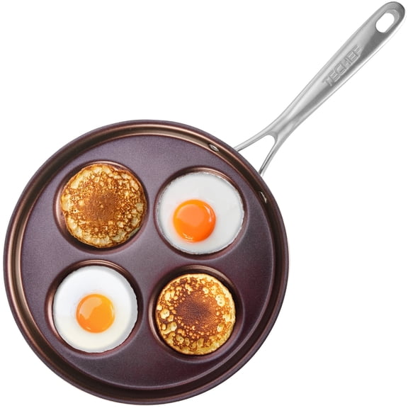 TECHEF - Eggcelente Pan, Plett Pan, Multi Egg Pan, 4-Cup Egg Frying Pan, Nonstick Egg Cooker Pan, Dishwasher Safe, Oven Safe, Stay Cool Handle, (Made in Korea)