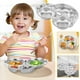 thumbnail image 1 of Platos de acero inoxidable con divisiones para niños, bandejas de comida con divisiones, platos para bebés, niños pequeños y niños, con forma de coche, seguros, divertidos, no tóxicos, bonitos platos, 1 of 9