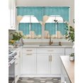 thumbnail image 5 of Teal Blue Sky Kitchen Curtains Sets 24 Inch Length with Valance, Vintage Modern Clouds Landscape Swag Valances and Tiers Curtain Set Drapes Swag Curtains for Living Room, Bathroom, Bedroom, Cafe, 5 of 6