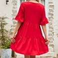 thumbnail image 4 of SMihono Robe d'Été pour Femmes 2024 Grande Taille Décontractée Col en V devant Jupe Lacée Taille Haute Robe Ample Manches Courtes Col en V Longueur Genou Liquidation à Moins de 10!, 4 of 4