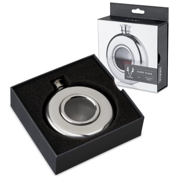 Viski Stainless Steel Scope Liquor Flask for Camping, Picnic, Outdoor, 5oz