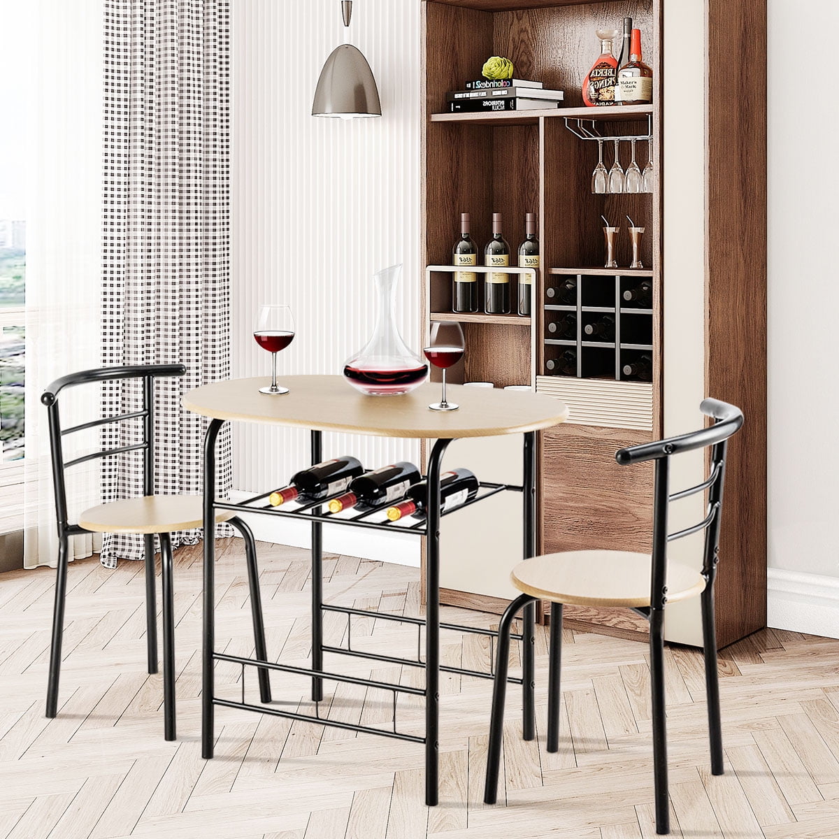 Gymax 3 Piece Dining Set Home Kitchen Furniture Table and 2 Chairs