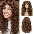 thumbnail image 4 of TUITOONM Long Curly Wig with Bangs 23.6" Heat-Resistant Synthetic Hair for Women, Adjustable Breathable Cap , 3 Natural Colors Available, 4 of 6