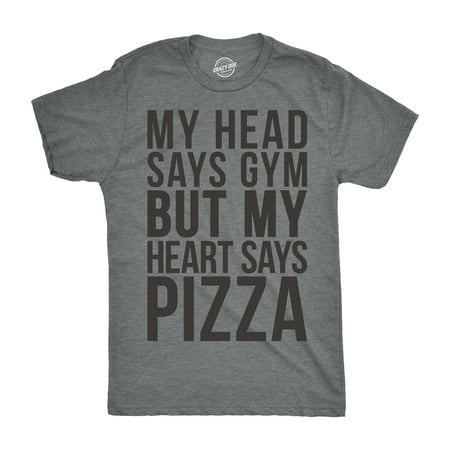 Mens My Head Says Gym But My Heart Says Pizza Tshirt Fitness Tee For