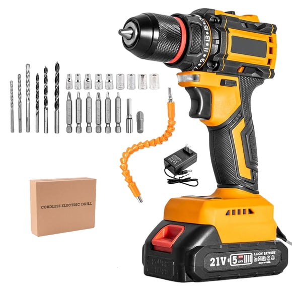 21V Brushless Cordless Drill Driver Kit with 3/8" Keyless Chuck, 40Nm Torque, 21+1 Clutch Settings, Dual-Speed (0-450/0-1400 RPM), LED Light, 1500mAh Lithium Battery & Charger, Ideal for Home DIY,