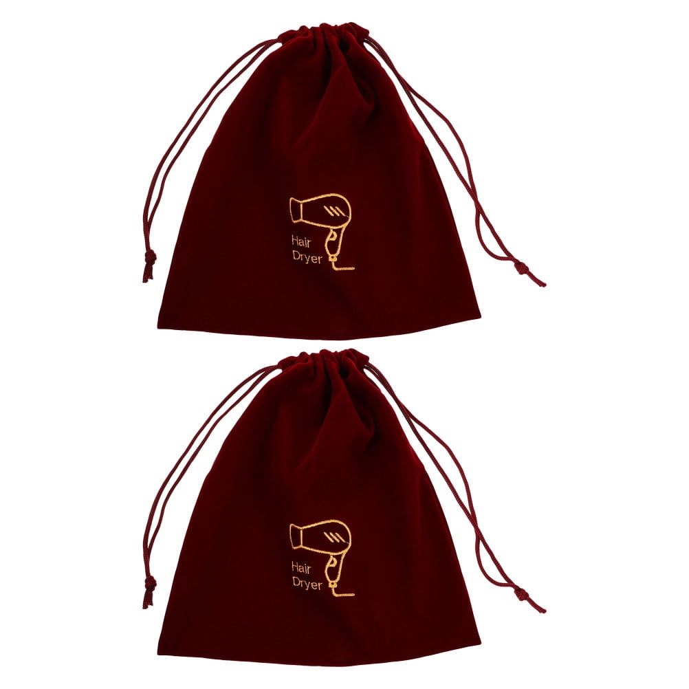 WHAMVOX 2Pack Blow Dryer Bag With Dark Red Velvet For Organization At Home And Travel