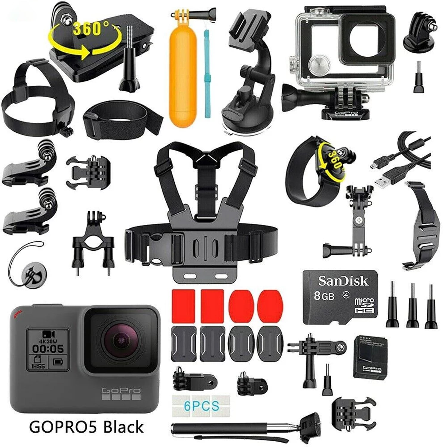 GoPro HERO 5 Black Edition 4K Action Sport Camera CHDHX501 With 35in1 GoPro Action Camera Accessories Kit ECommerce Package (Refurbished) - Walmart.com