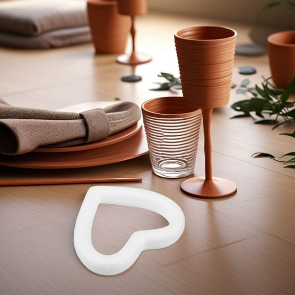 Worgeous 18Pcs White Foam Heart Shaped Wreath for Valentines Day Indoor Decor