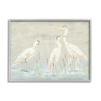 Stupell Industries Rustic Herons Scene Animals & Insects Painting Gray Framed Art Print Wall Art, 14 x 11