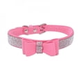 thumbnail image 1 of YOPTOP [Big Clear!]Cute & Good-Looking  Soft Leather Dog & Cat Collar & Leash Set - Rhinestone Flocking Sparkly Crystal Diamonds Studded - Cute Double Bowknot - Perfect For the Show,pink,xs, 1 of 7