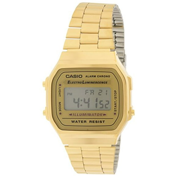 A168WG-9 Men's  Gold Metal Band Illuminator Chronograph Alarm Watch