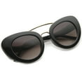 thumbnail image 4 of sunglassLA Unisex Women's Metal Crossbar Curved Temples Bold Mod Cat Eye Sunglasses (Black-Gold / Lavender) - 49mm, 4 of 4