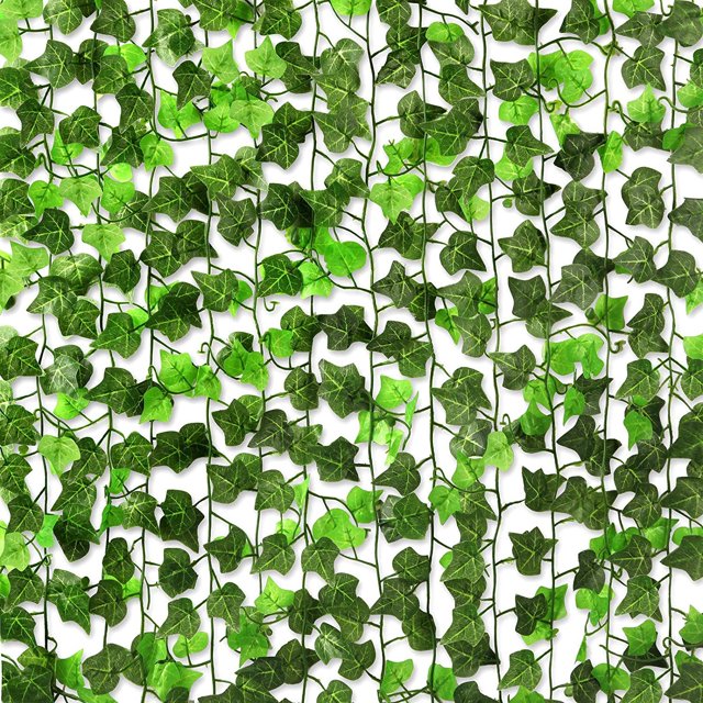 12 Plantas Colgantes Artificiales, Guirnalda de Hojas de Plantas Trepadoras Falsas Decoraciones para Fiestas de Bodas de Regalo (81 Hojas)