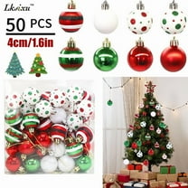 Lksixu 50 Pcs Christmas Balls Ornaments, Christmas Decorations, 1.6" Red Green and White Glitter Decorative Ball Pendants, Shatterproof Christmas Tree Hanging Baubles for Xmas Tree, Party, Wedding