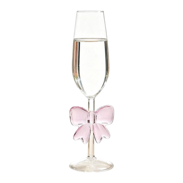 Verres à Vin de Noël Verre en Borosilicate Élevé Verre à Vin Rouge Nœud Verre à Pied Haut Jour Romantique Nœud Noir Verre à Champagne Noël Nœuds Rouges