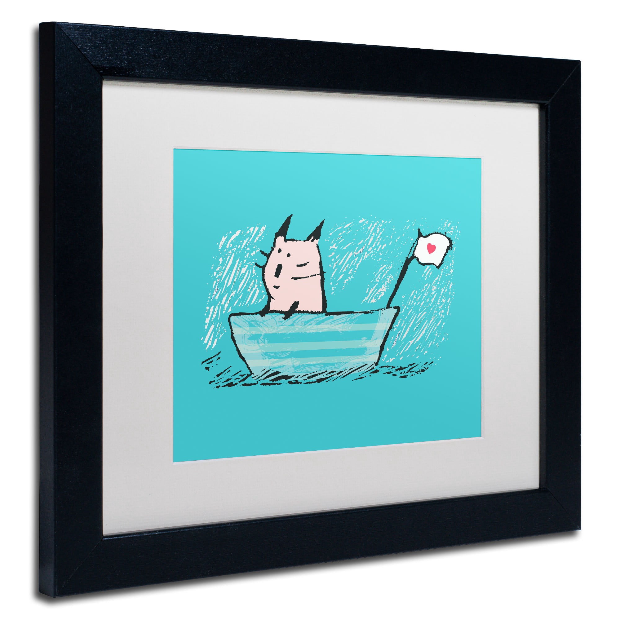 Carla Martell 'Sweet Sailor Cat' Matted Framed Art