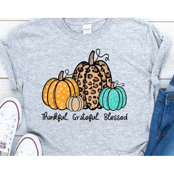 Simple Fit Thankful Grateful Blessed Shirt, Thanksgiving Women Shirt, Leopard Pumpkin Shirt, Women Fall Tee, Fall Women, Thanksgiving Pumpkins Gift Tee