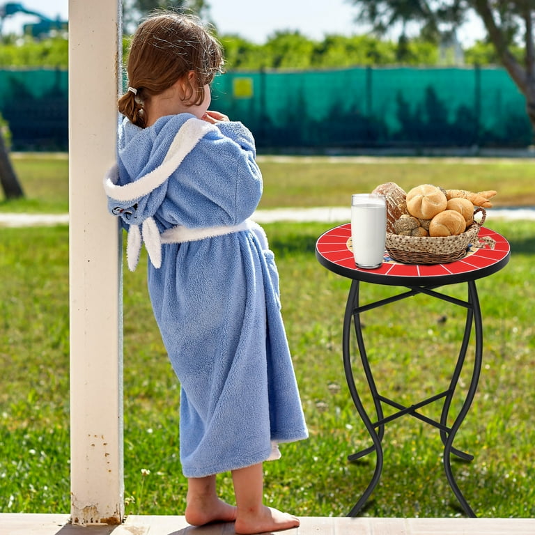 COSTWAY Garden Side Table, Osaic Round Bistro Coffee Table With