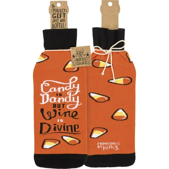 Candy is Dandy But Wine is Divine Bottle Sock (1)