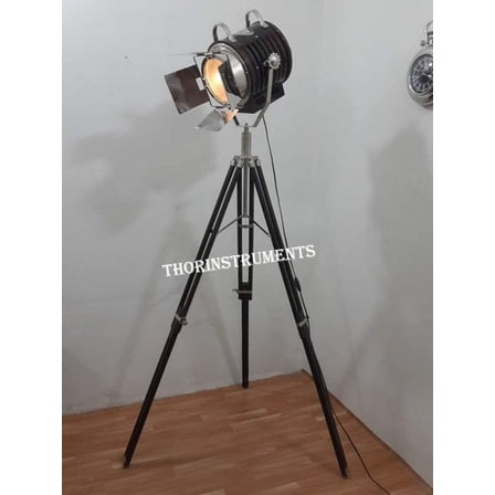 Studio Photography Chrome Studio Floor Lamp Searchlight Spot Light Wood Tripod Stand
