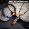 thumbnail image 3 of 1Set Energy Yoga Chakra Jewelry Set Natural Lava Rock Stretch Bracelet and Rectangle Natural Gemstone Inside Resin Pendant Necklace Mixed Color Inner Diameter: 2-3/8 inch(60mm) 17.79 inch(45.2cm), 3 of 7