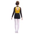 thumbnail image 5 of Aislor Kids Girls Shiny Rhinestones Gymnastic Long Sleeve Leotard with Shorts Skating Dancewear Gold 16, 5 of 7