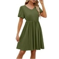 thumbnail image 5 of Giftesty Womens Summer Dresses Clearance Women's Short Sleeved Solid Color Loose Fitting T-Shirt Round Neck Pajama Dress, 5 of 6