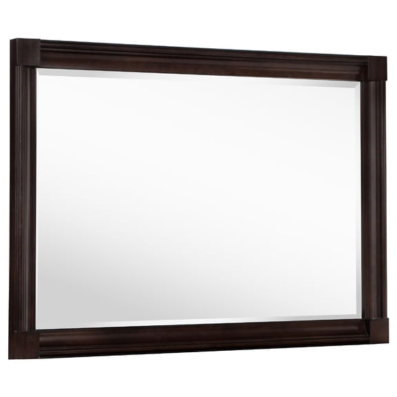 Benjara Meon Dresser Mirror, Dark Oak Brown Wood Frame, Rectangular 32 Inch