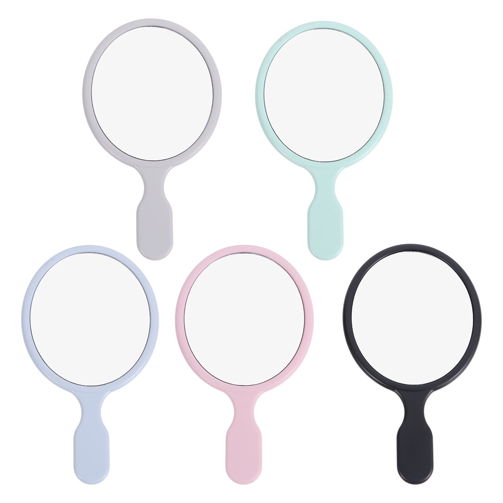 5Pcs Handheld Hairdressing Mirror Makeup Mirror with Handle for Bathroom Travel