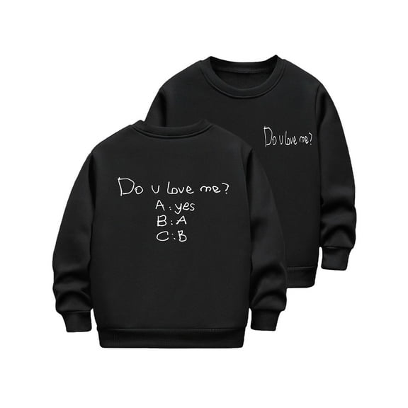 Mwjwdo Toddler Baby Boy Girl Long Sleeve Crewneck Pullover Sweatshirt Funny Letter Print Sweater Outfits Casual Clothes Black 5 Years