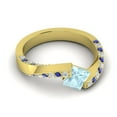 thumbnail image 3 of 1.25 Ct Stunning Princess Cut Aquamarine & Blue Sapphire Gemstone Engagement Ring for Women Solid 14K Yellow Gold Size 3.5 by Diamond-Capitals, 3 of 8