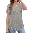 thumbnail image 2 of Womens Tops Short Sleeve Summer Tops For Women Casual Tunic Leggings Up Ruched Blouses Clothes Womens T Shirts, 2 of 5
