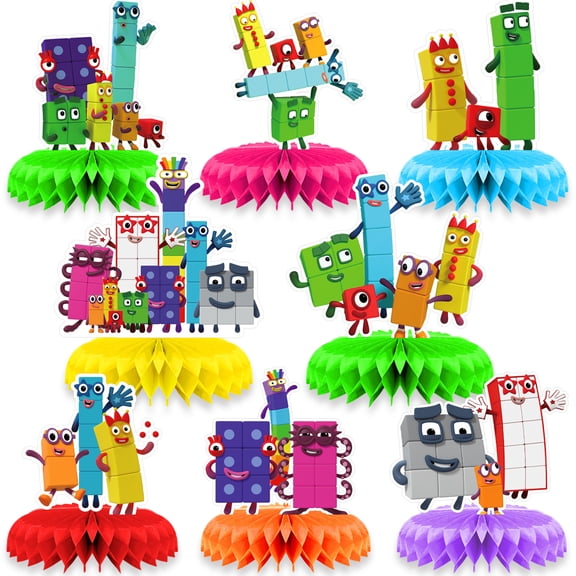 Number blocks Honeycomb Party Decorations, 8-Count Table Centerpieces for Birthday Parties and Celebrations
